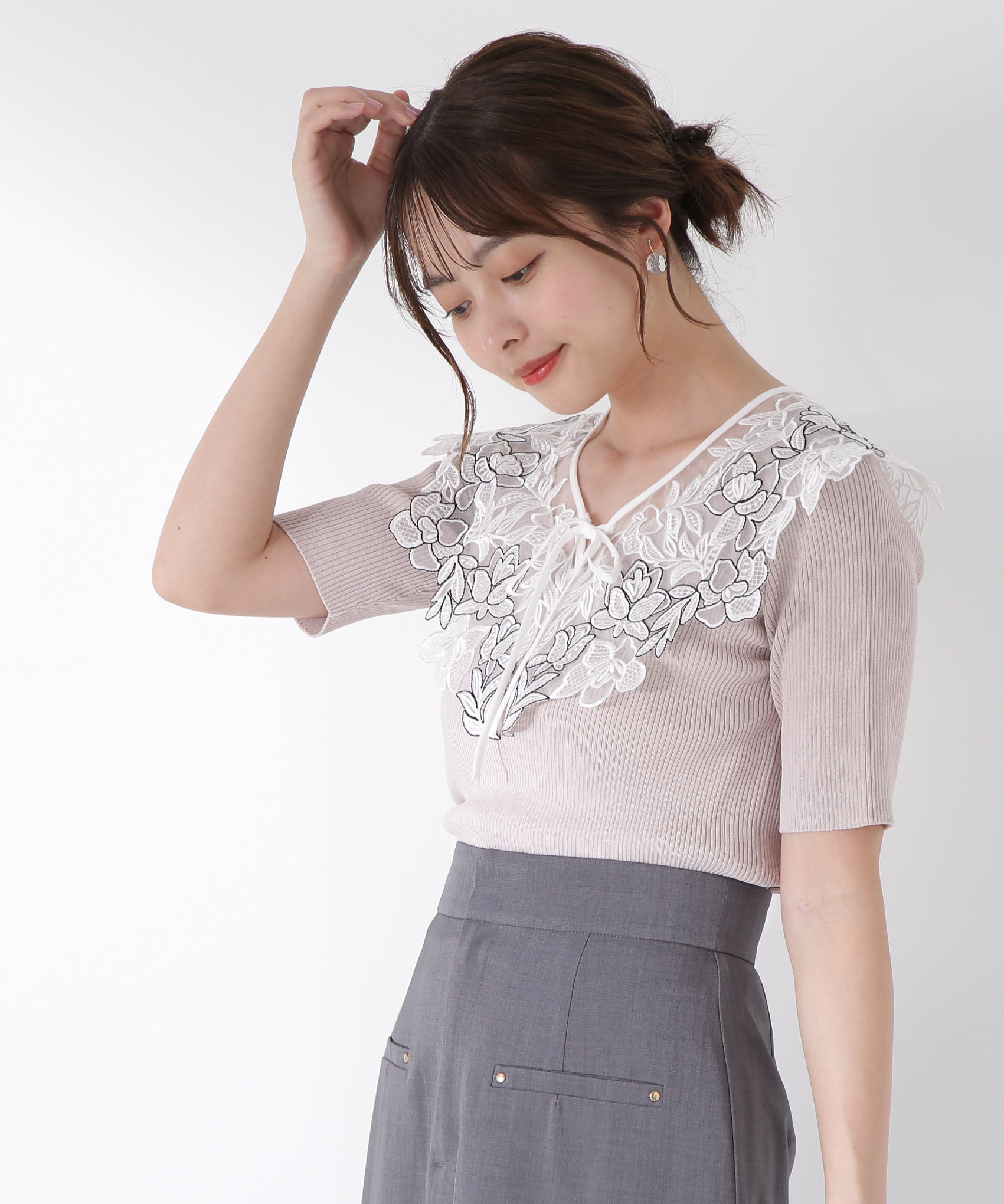 PROPORTION BODY DRESSING「ケープ風レース付きニット」|ニット・セーター|