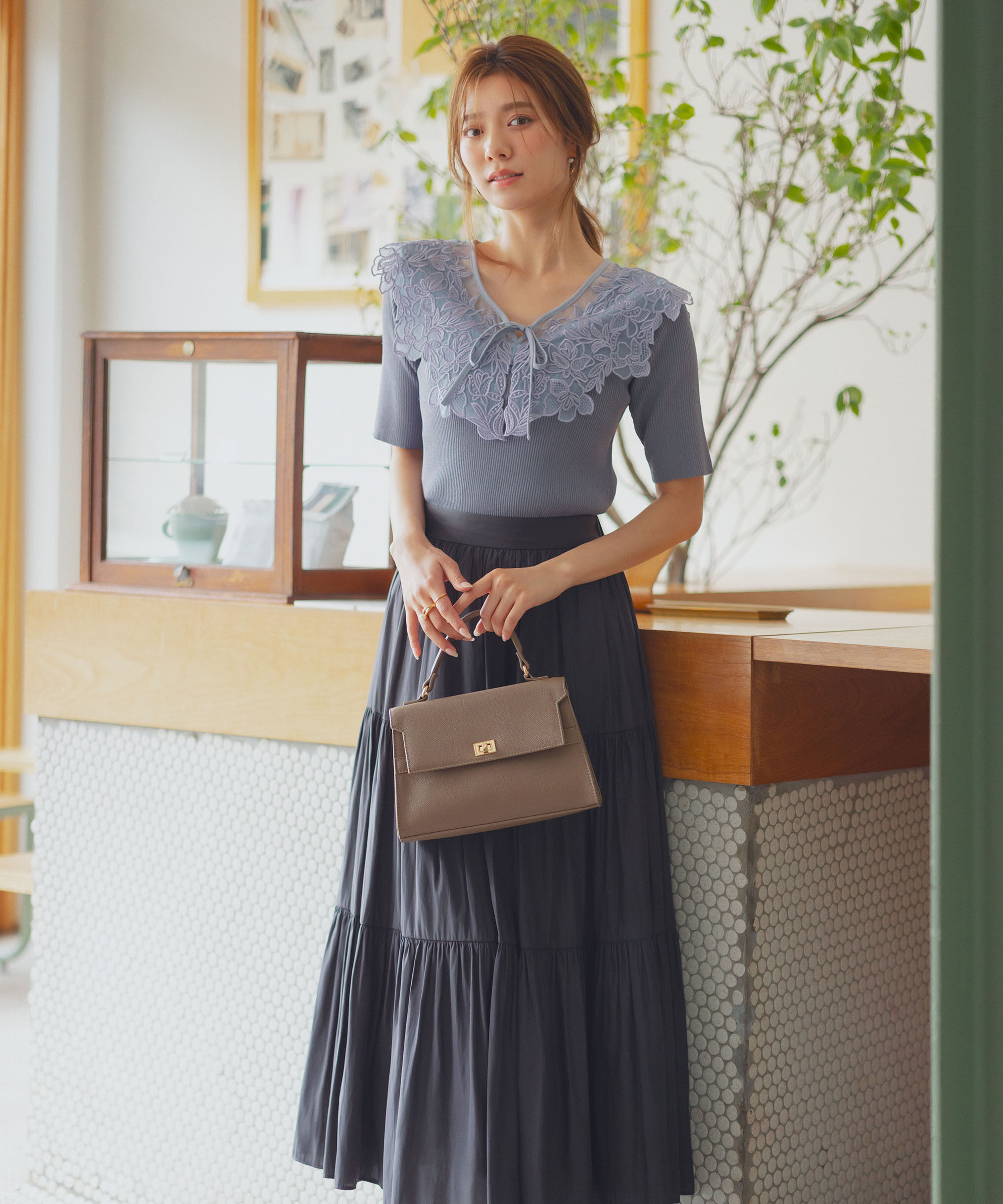 PROPORTION BODY DRESSING「ケープ風レース付きニット」|ニット・セーター|