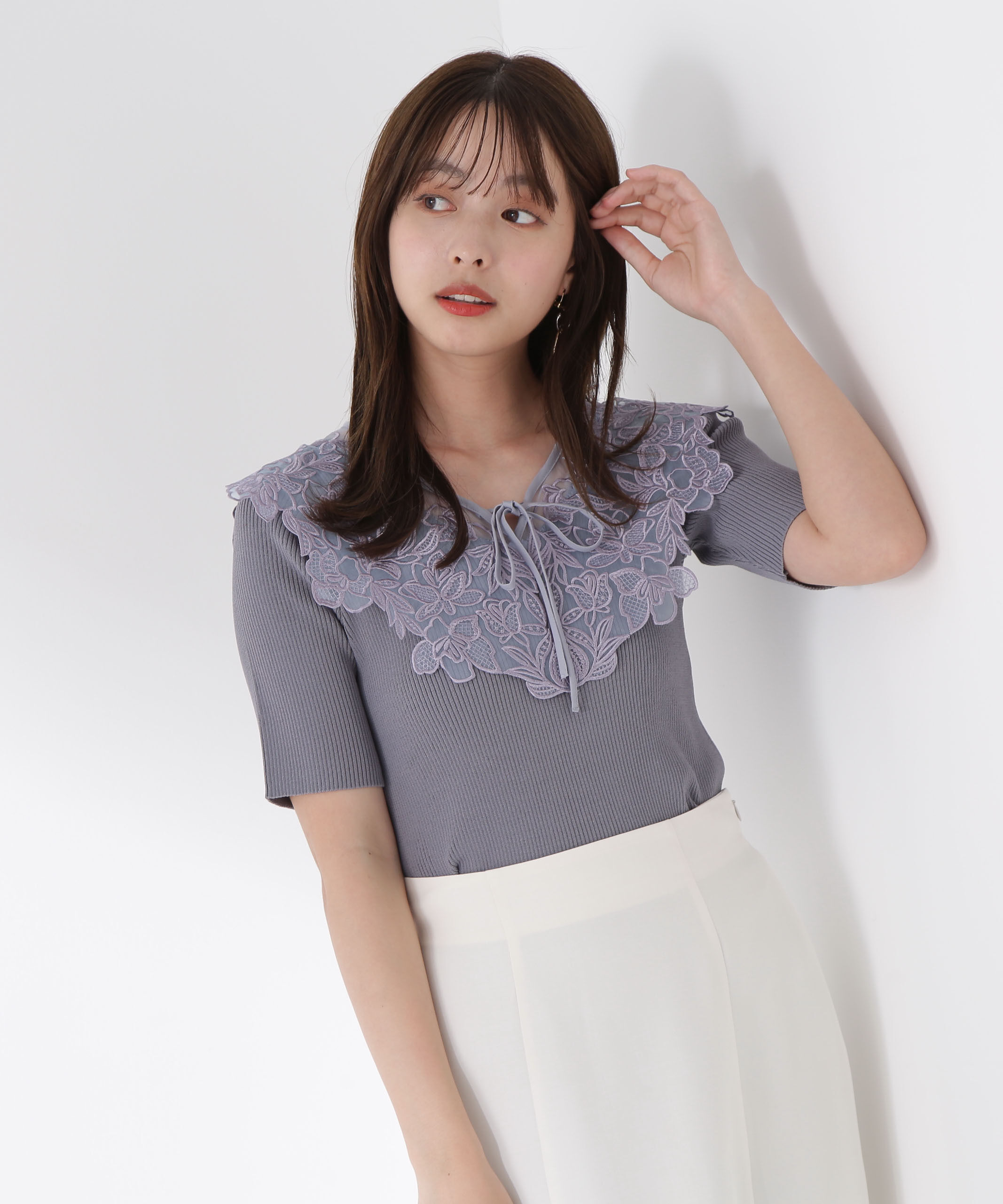 PROPORTION BODY DRESSING「ケープ風レース付きニット」|ニット・セーター|