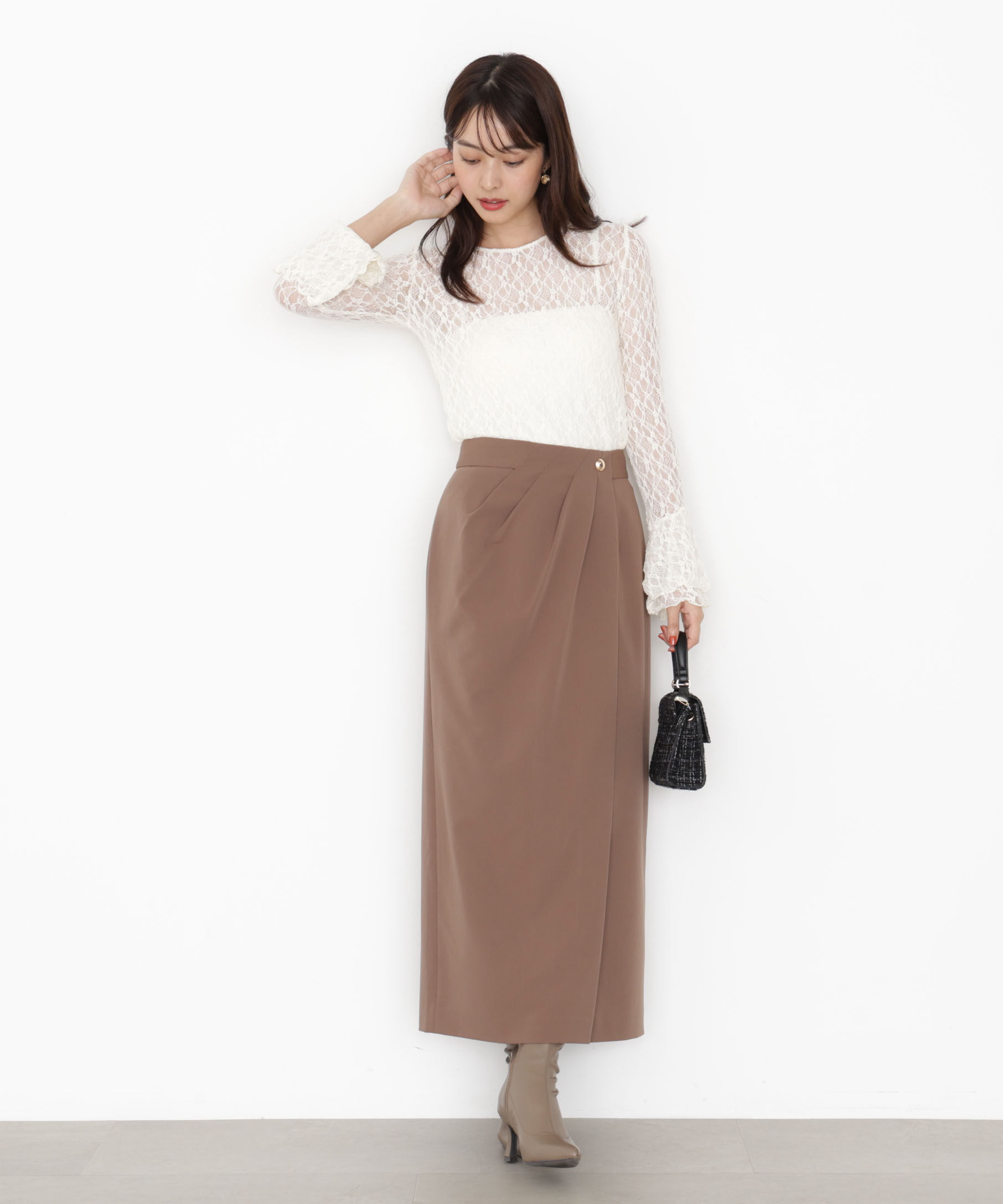 PROPORTION BODY DRESSING「タックタイトスカート 25AW」|スカート|ブラウン