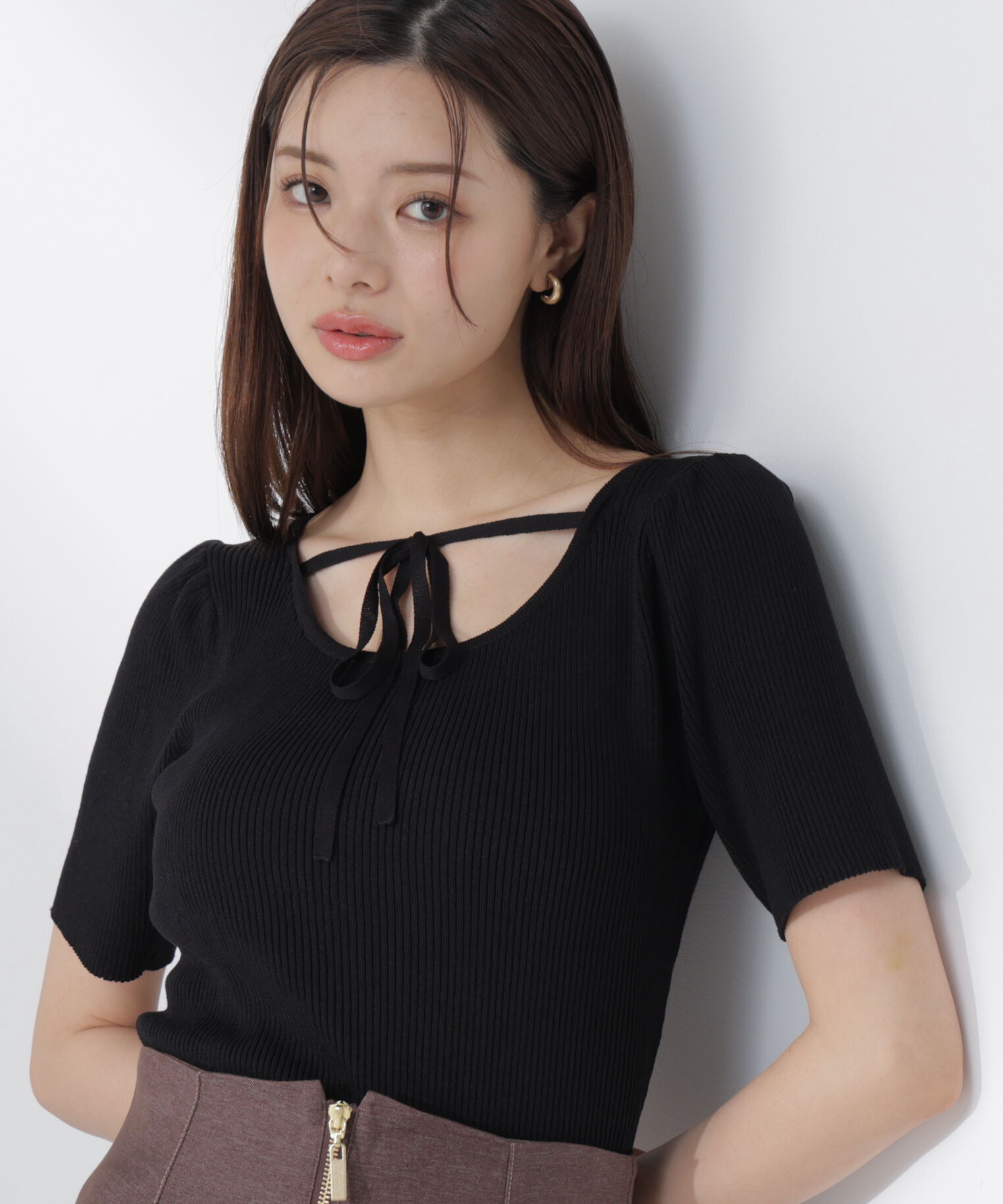 PROPORTION BODY DRESSING「前後2wayストラップラウンドリブニット」|ニット・セーター|ブラック