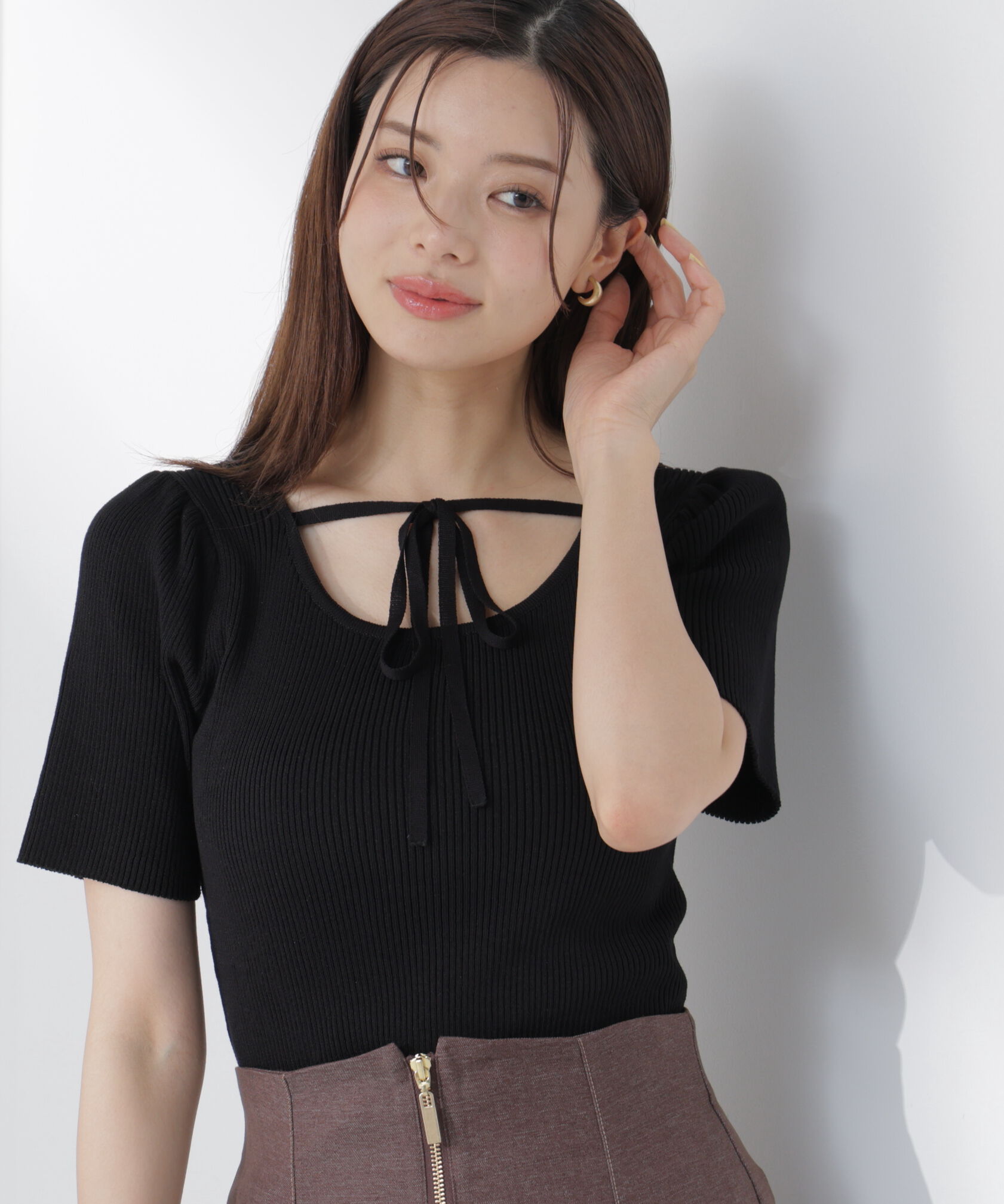 PROPORTION BODY DRESSING「前後2wayストラップラウンドリブニット」|ニット・セーター|