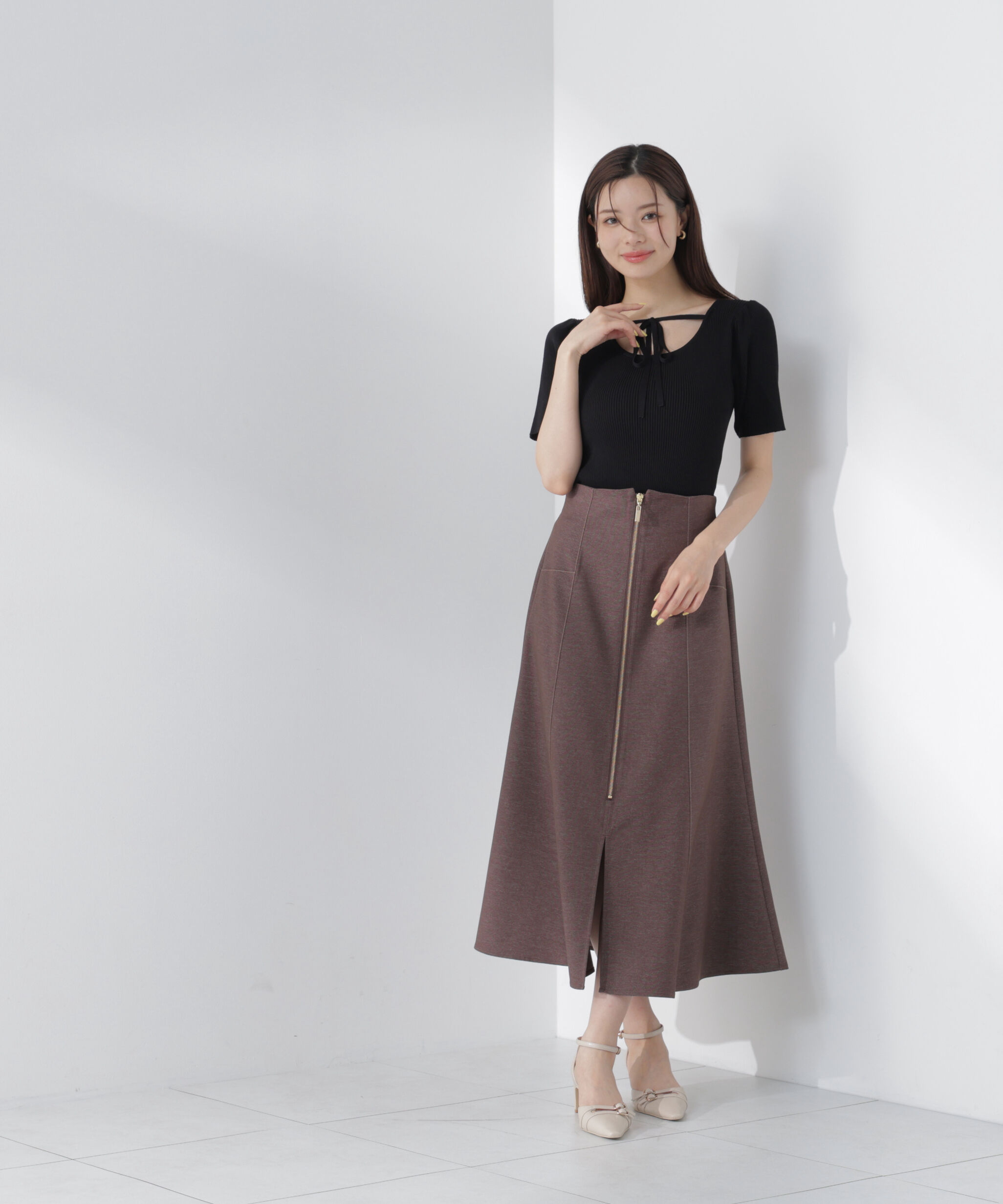 PROPORTION BODY DRESSING「前後2wayストラップラウンドリブニット」|ニット・セーター|