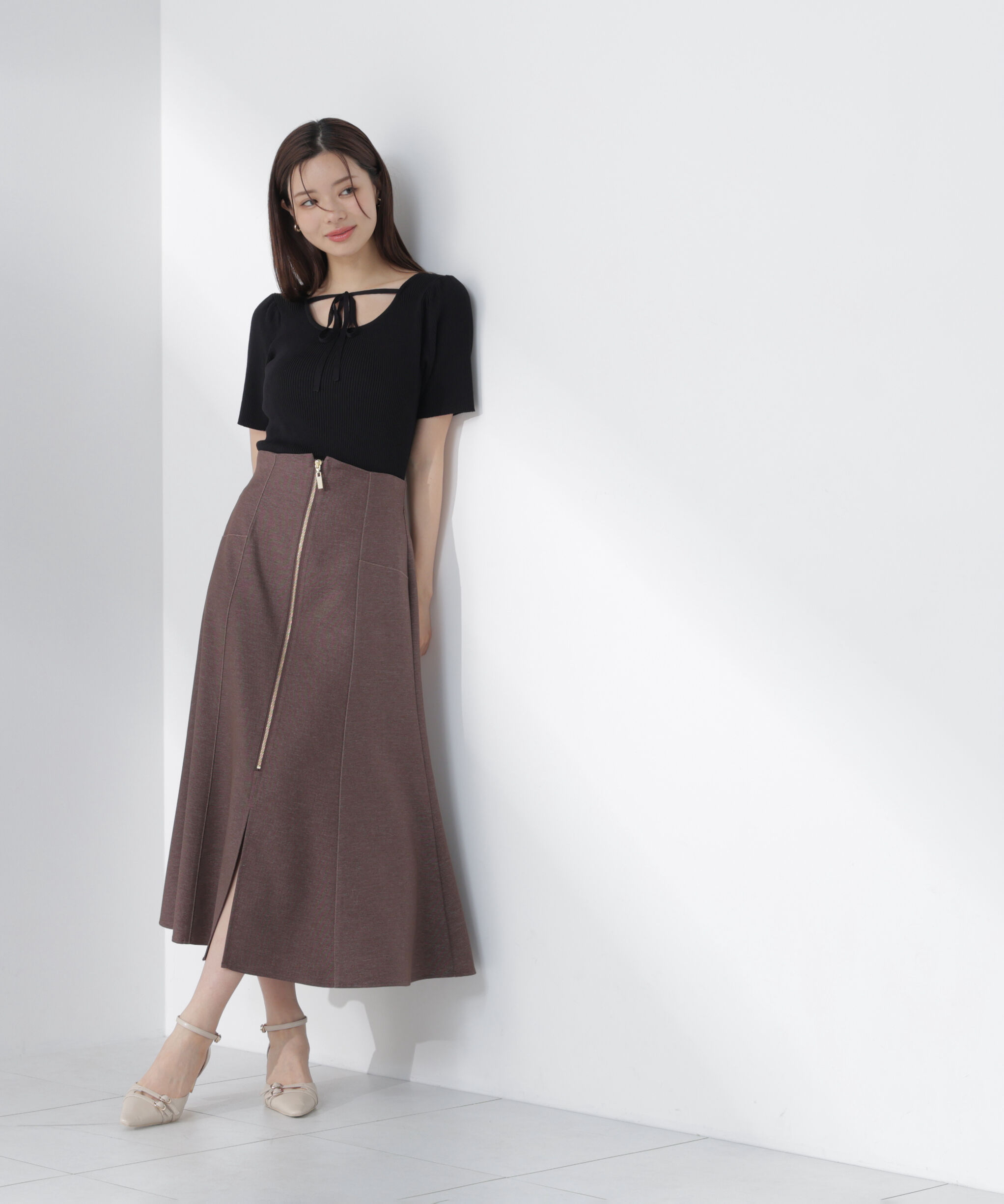 PROPORTION BODY DRESSING「前後2wayストラップラウンドリブニット」|ニット・セーター|
