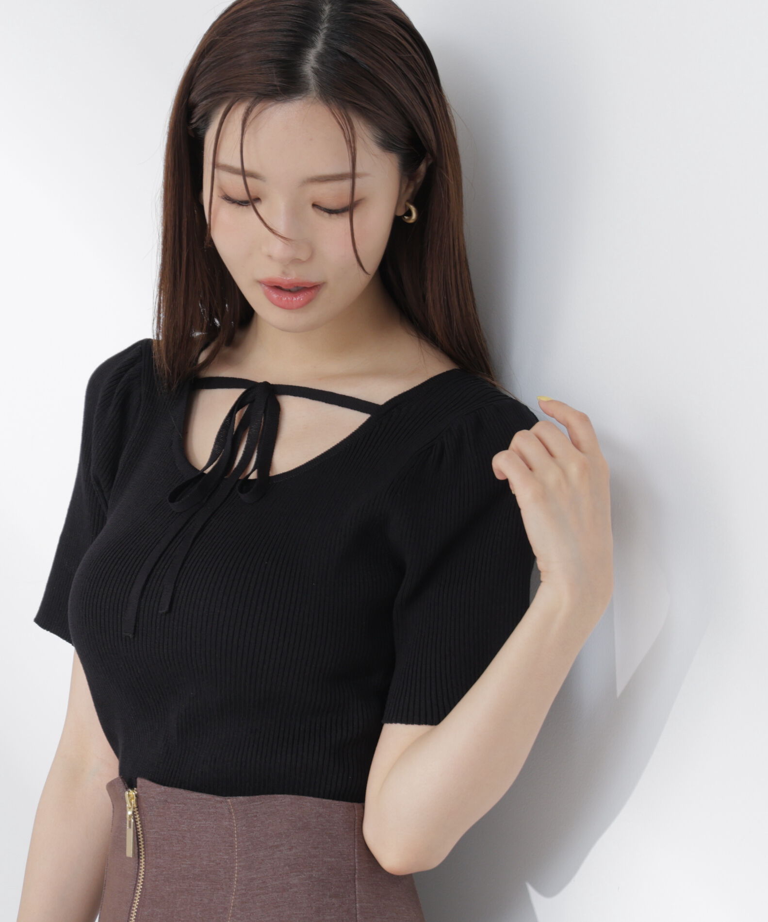 PROPORTION BODY DRESSING「前後2wayストラップラウンドリブニット」|ニット・セーター|
