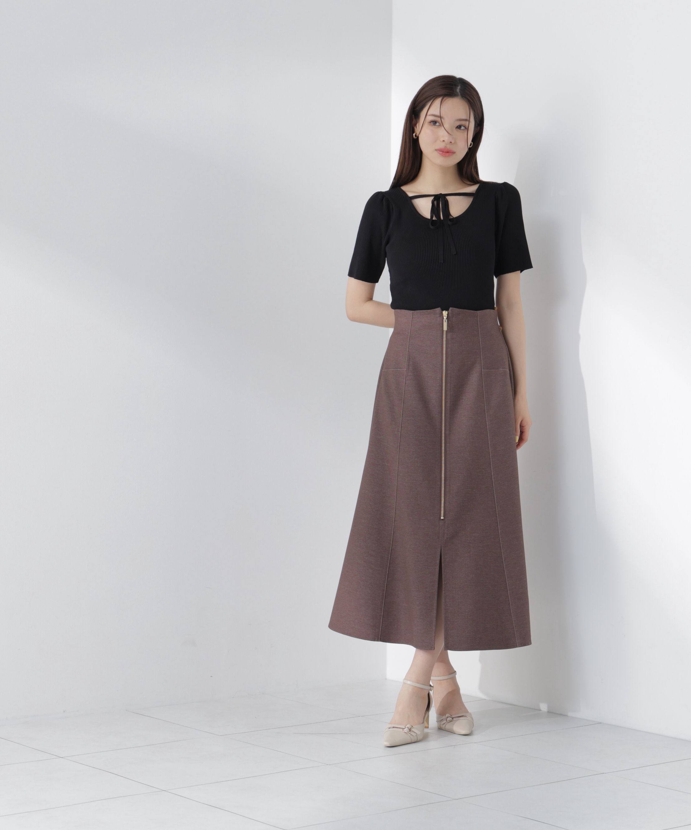 PROPORTION BODY DRESSING「前後2wayストラップラウンドリブニット」|ニット・セーター|