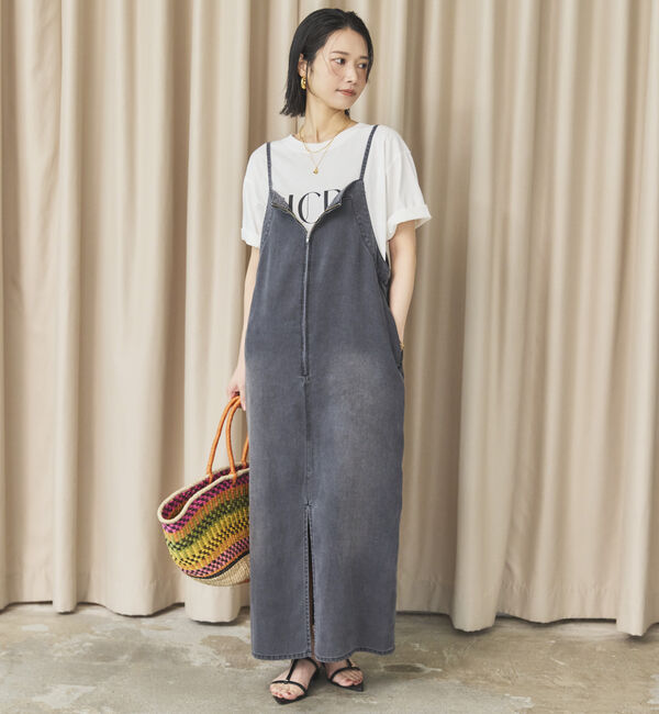 Doux archives「&rsquo;ソフトデニムジャンスカ&rsquo;」|ジャンパースカート|CHARCOAL GRAY