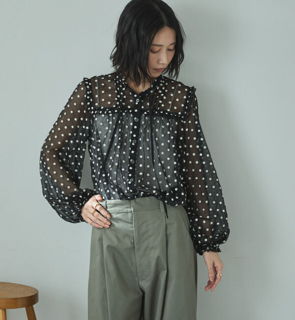 Doux archives「フラワー刺繍シアーブラウス」|シャツ・ブラウス|