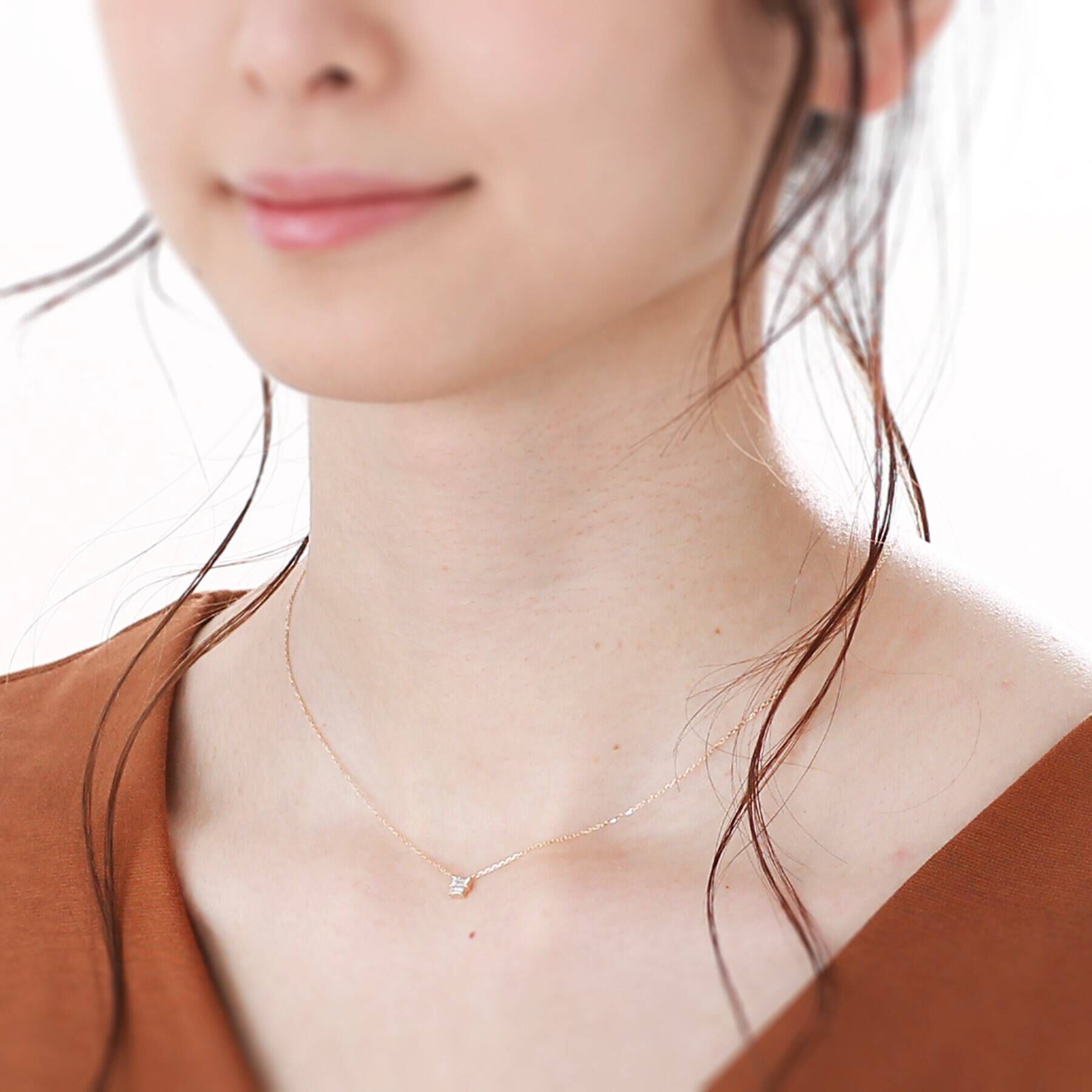 COCOSHNIK「K18ダイヤモンド バゲットカットコンビネーション ネックレス」|ネックレス|