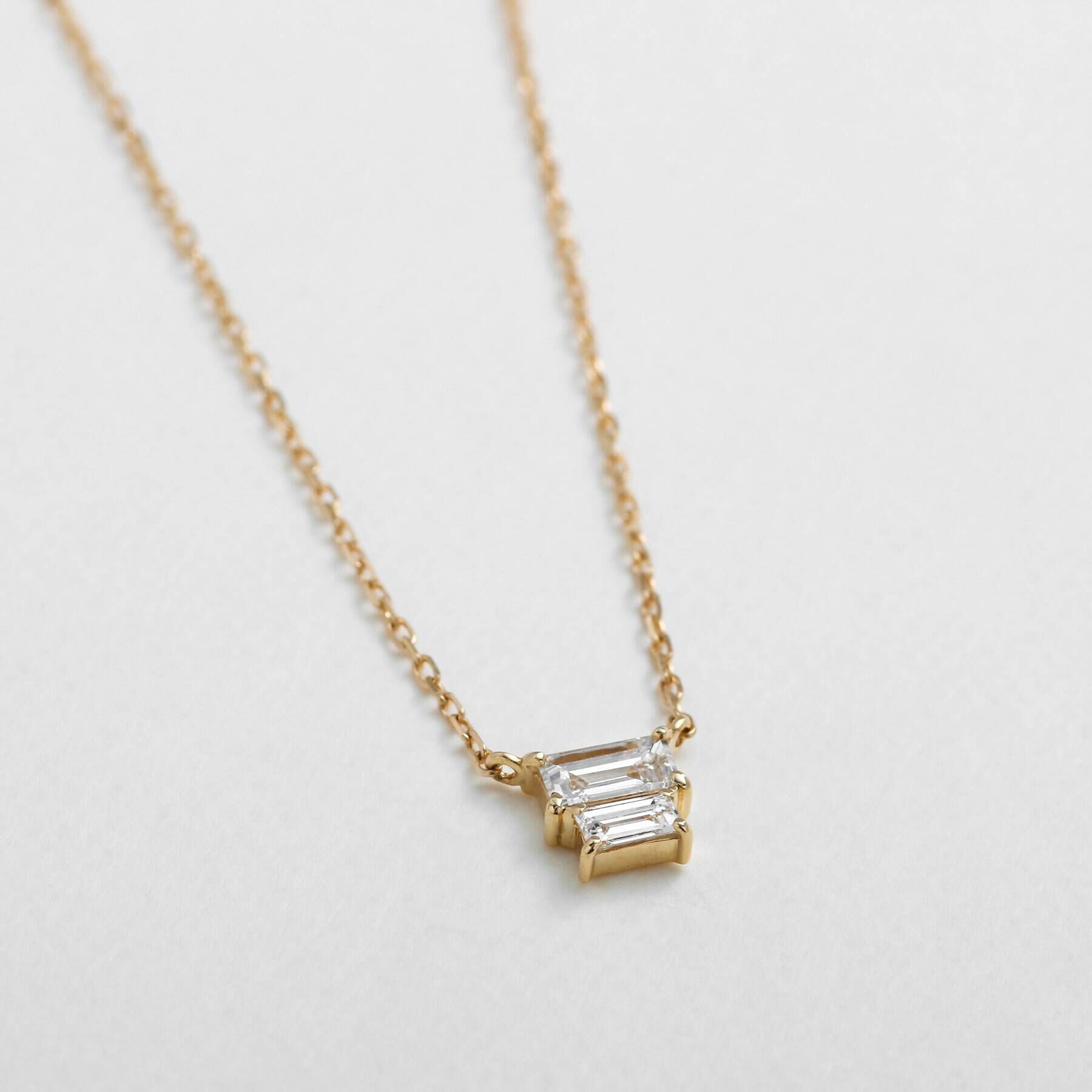 COCOSHNIK「K18ダイヤモンド バゲットカットコンビネーション ネックレス」|ネックレス|