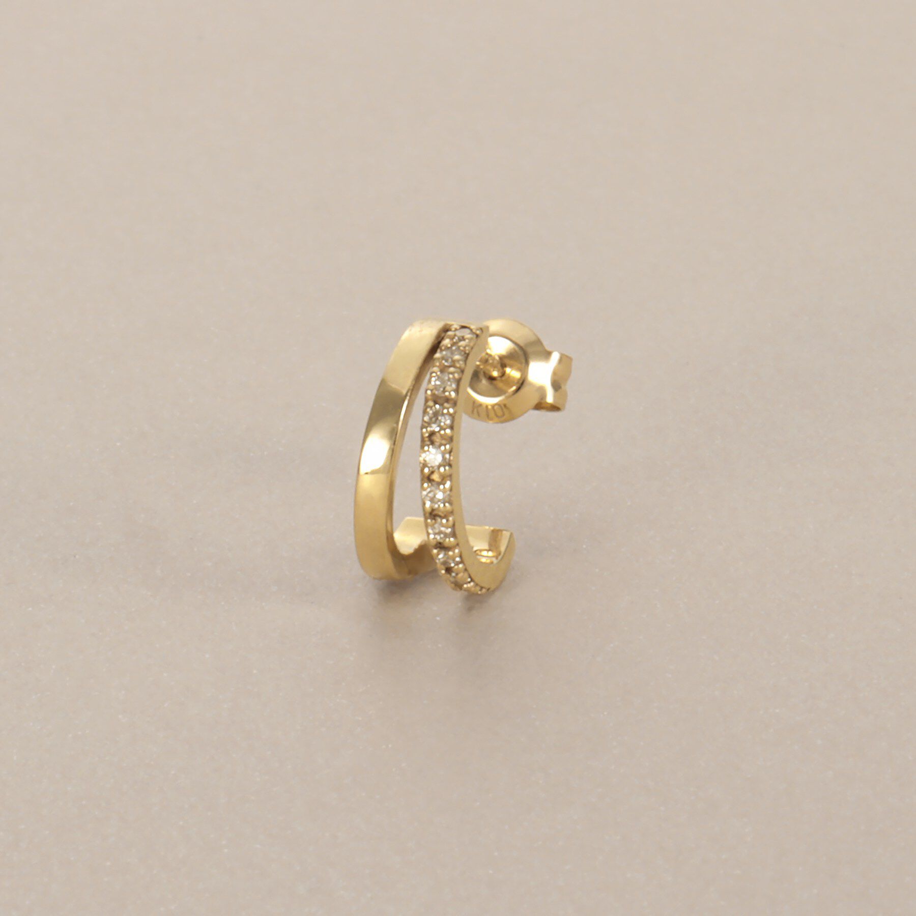COCOSHNIK「K10ダイヤモンド スプリットフープ スタッドピアス」|ピアス|