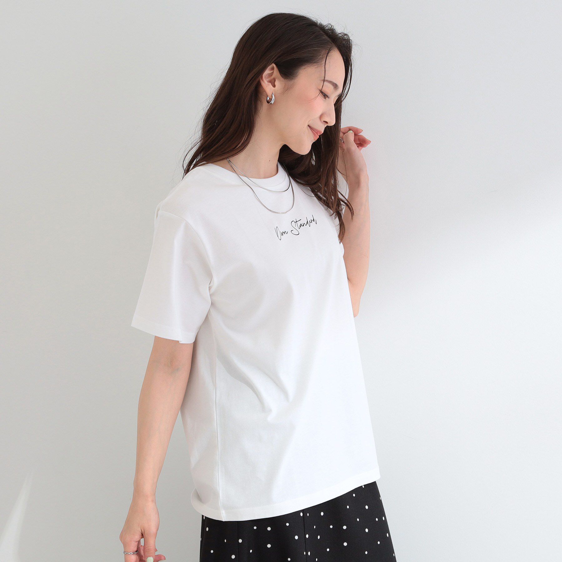 SHOO･LA･RUE「【ひんやり/洗濯機可/S-LL】夏に快適サラサラ感 大人のひんやりプリントTシャツ」|Tシャツ・カットソー|