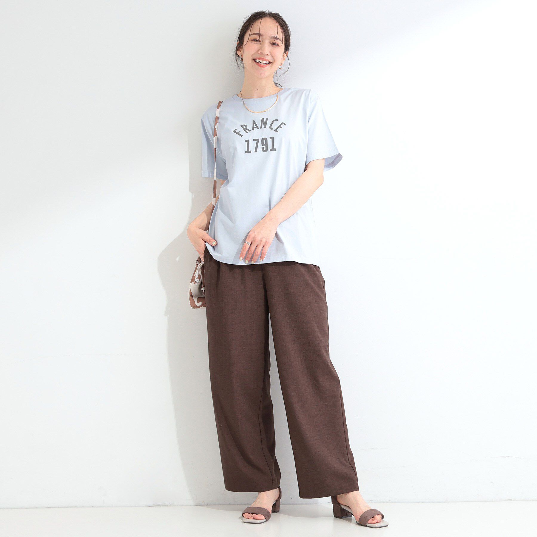 SHOO･LA･RUE「【ひんやり/洗濯機可/S-LL】夏に快適サラサラ感 大人のひんやりプリントTシャツ」|Tシャツ・カットソー|