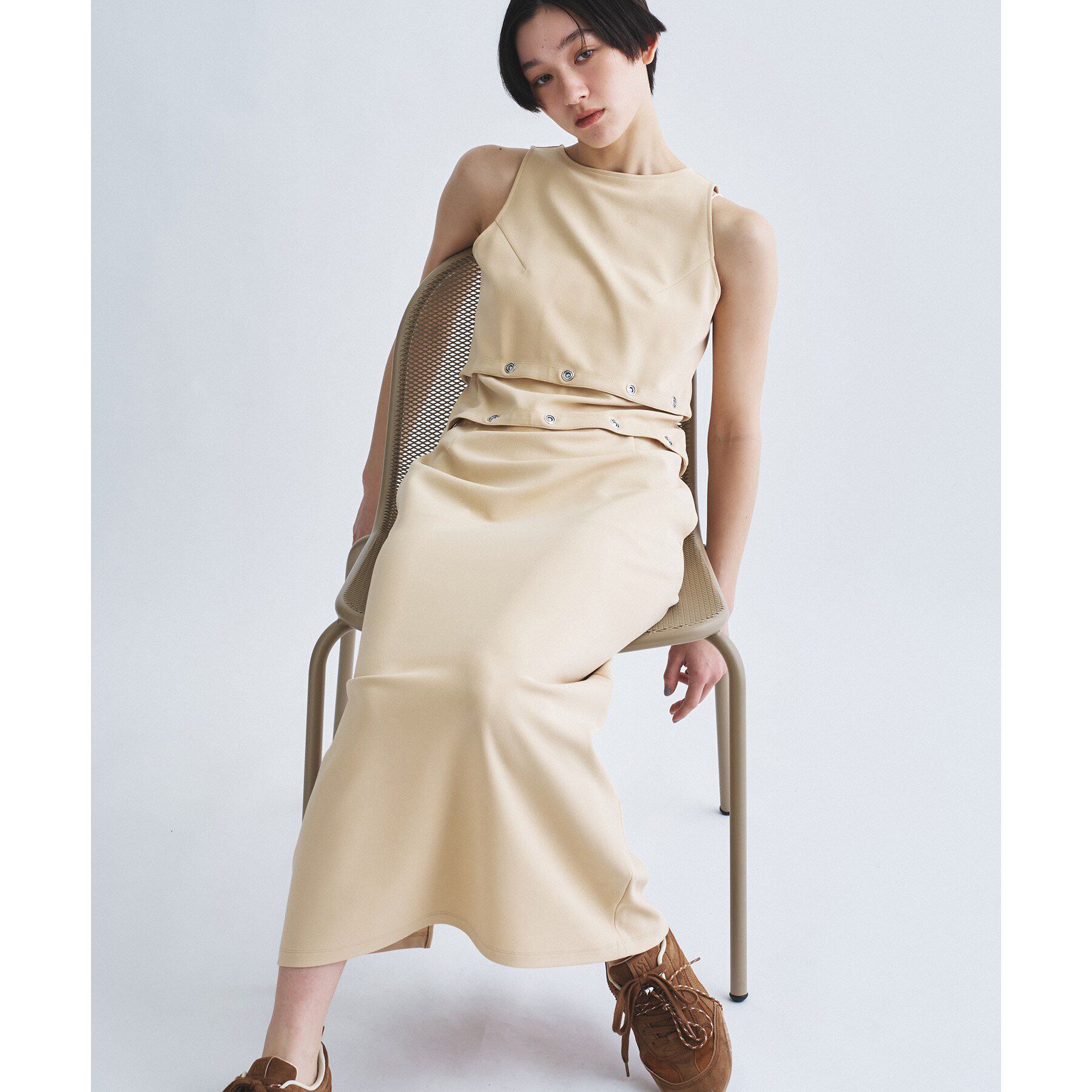 CODE A「modular split dress」|ワンピース|ベージュ(052)