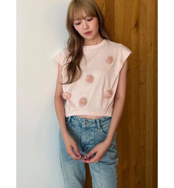 CALNAMUR「3Dローズトップス」|Tシャツ・カットソー|