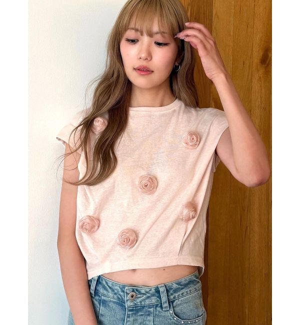 CALNAMUR「3Dローズトップス」|Tシャツ・カットソー|ピンク