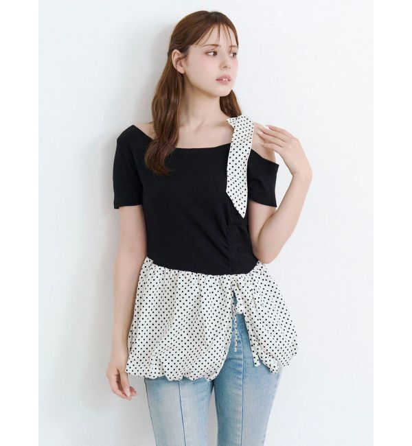 CALNAMUR「ワンショルデザイン半袖トップス」|Tシャツ・カットソー|