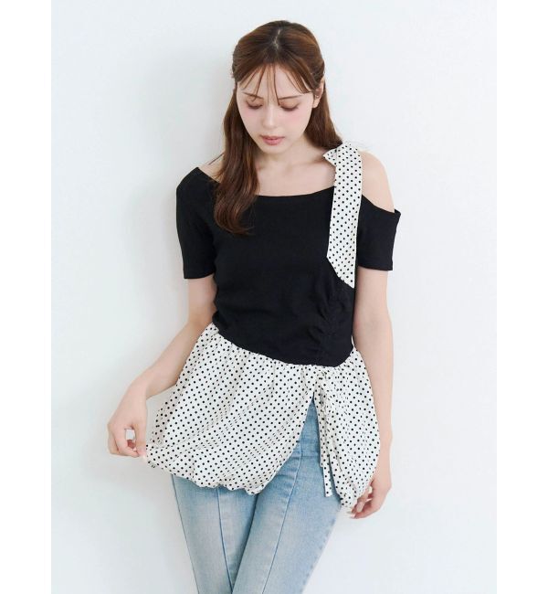 CALNAMUR「ワンショルデザイン半袖トップス」|Tシャツ・カットソー|
