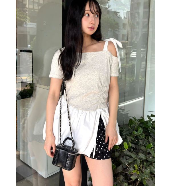 CALNAMUR「ワンショルデザイン半袖トップス」|Tシャツ・カットソー|