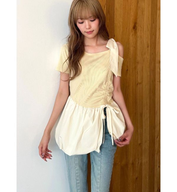 CALNAMUR「ワンショルデザイン半袖トップス」|Tシャツ・カットソー|