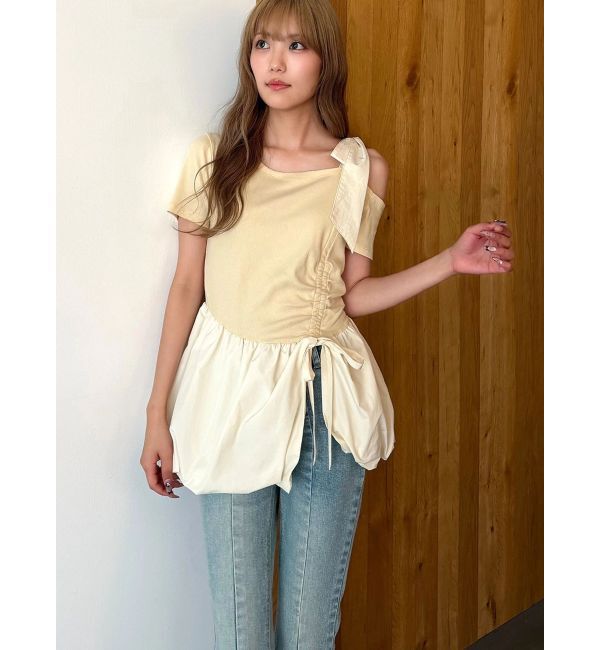 CALNAMUR「ワンショルデザイン半袖トップス」|Tシャツ・カットソー|