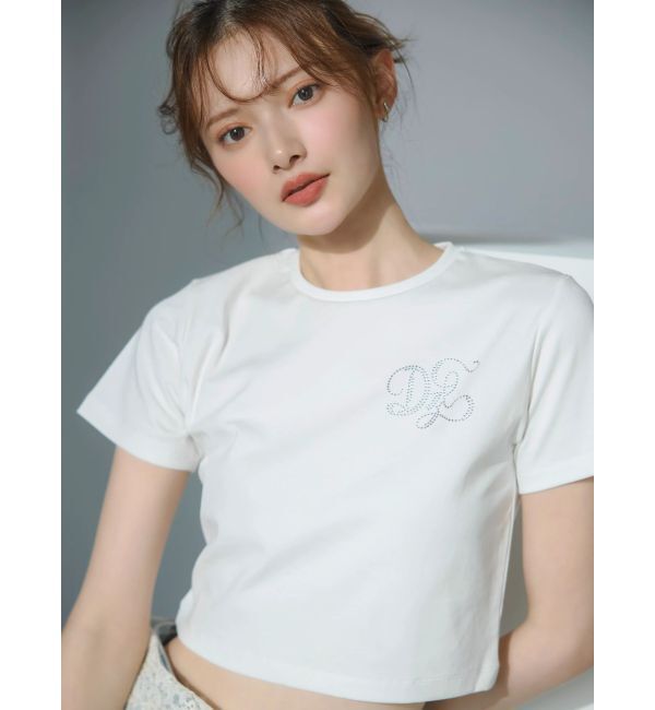dazzlin「【UV】ラインストーンモチーフコンパクトTシャツ」|Tシャツ・カットソー|