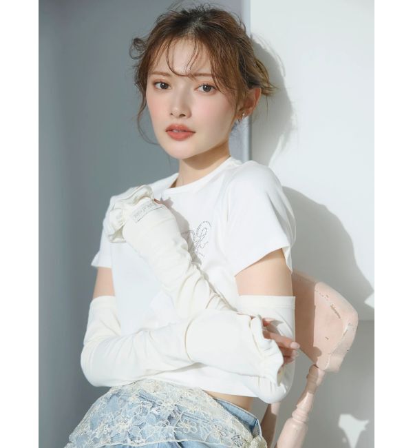 dazzlin「【UV】ラインストーンモチーフコンパクトTシャツ」|Tシャツ・カットソー|