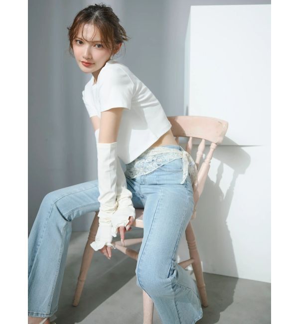 dazzlin「【UV】ラインストーンモチーフコンパクトTシャツ」|Tシャツ・カットソー|