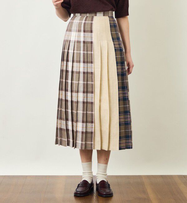 MACKINTOSH PHILOSOPHY「GREY LABEL O'NEIL OF DUBLIN リネンプリーツスカート」|スカート|ベージュ