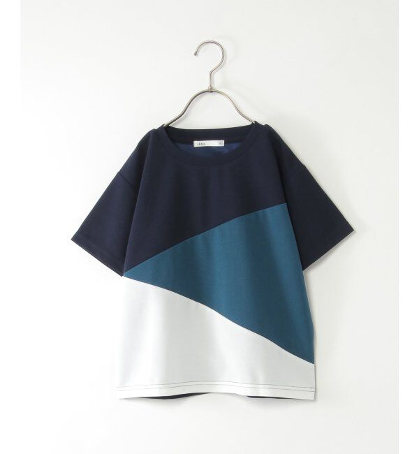 ikka kids「【親子おそろい】速乾COOL斜め切り替えTシャツ（120~160cm）」|Tシャツ・カットソー|ネイビー