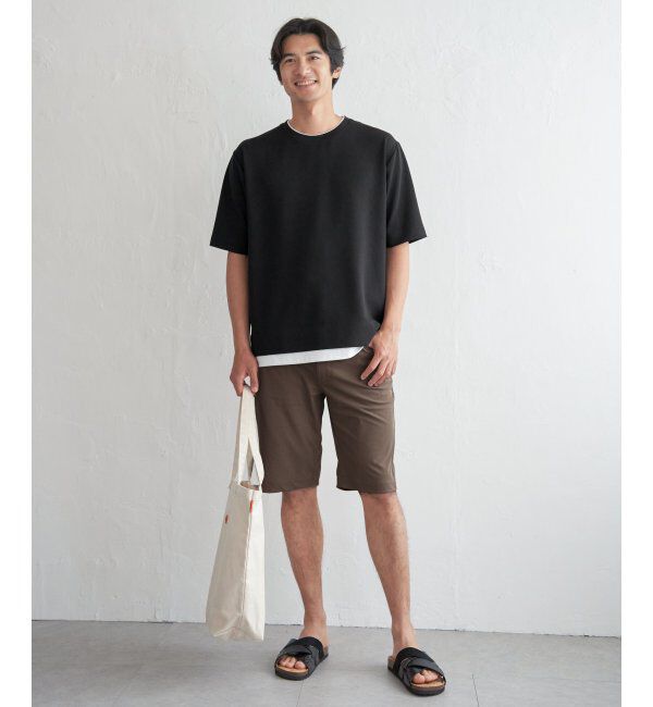 ikka「冷感DRYリップル5分袖Tシャツ」|Tシャツ・カットソー|