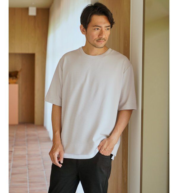 ikka「冷感DRYリップル5分袖Tシャツ」|Tシャツ・カットソー|