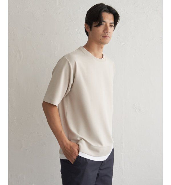 ikka「冷感DRYリップル5分袖Tシャツ」|Tシャツ・カットソー|