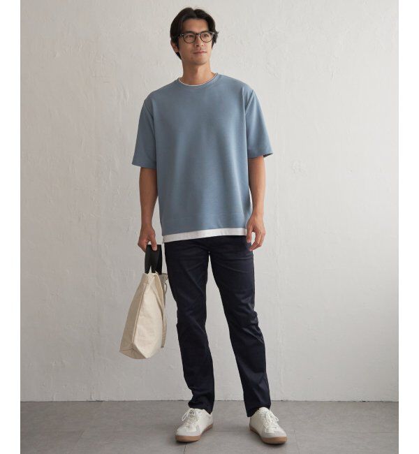 ikka「冷感DRYリップル5分袖Tシャツ」|Tシャツ・カットソー|