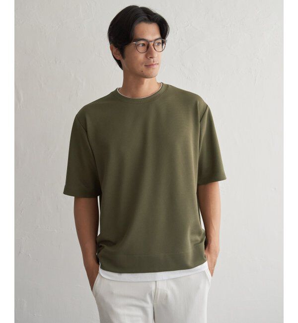 ikka「冷感DRYリップル5分袖Tシャツ」|Tシャツ・カットソー|