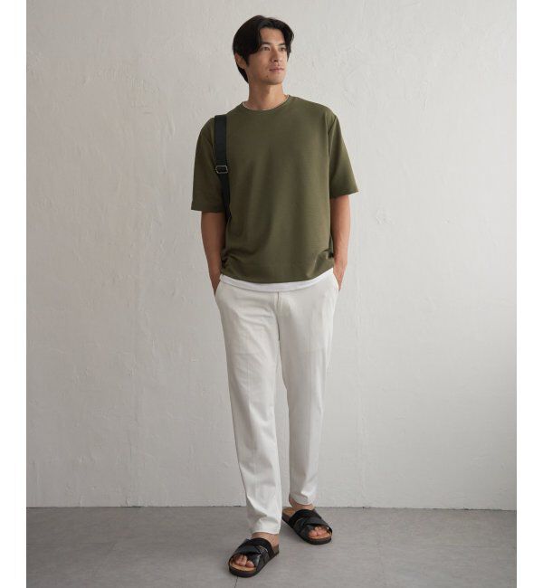 ikka「冷感DRYリップル5分袖Tシャツ」|Tシャツ・カットソー|