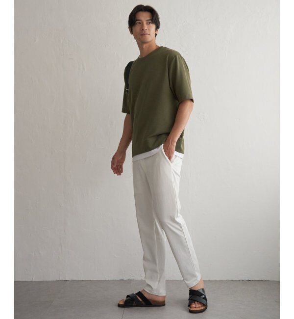 ikka「冷感DRYリップル5分袖Tシャツ」|Tシャツ・カットソー|