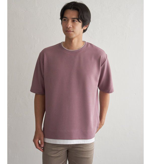 ikka「冷感DRYリップル5分袖Tシャツ」|Tシャツ・カットソー|