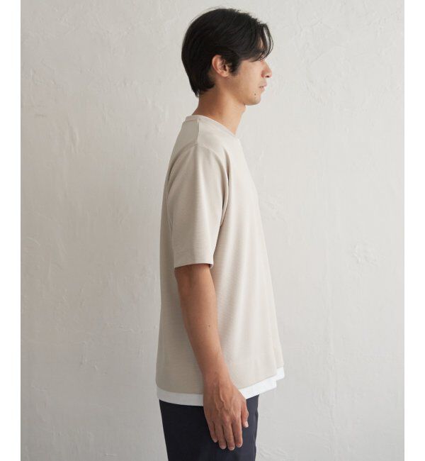 ikka「冷感DRYリップル5分袖Tシャツ」|Tシャツ・カットソー|