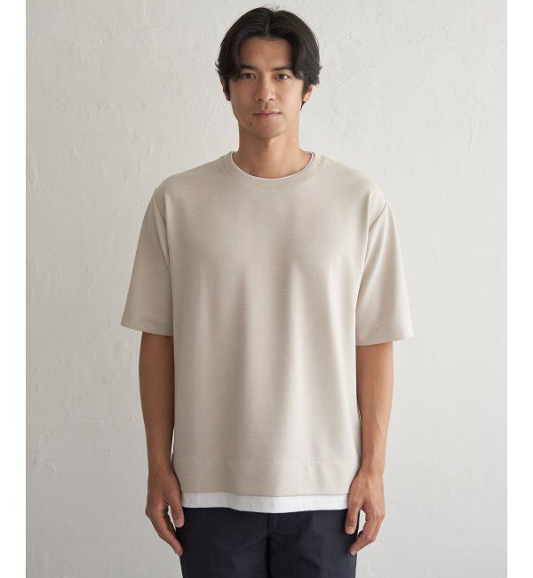 ikka「冷感DRYリップル5分袖Tシャツ」|Tシャツ・カットソー|