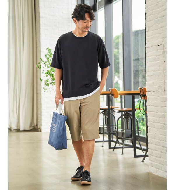 ikka「冷感DRYリップル5分袖Tシャツ」|Tシャツ・カットソー|