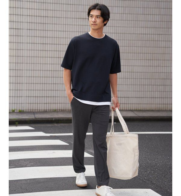 ikka「冷感DRYリップル5分袖Tシャツ」|Tシャツ・カットソー|
