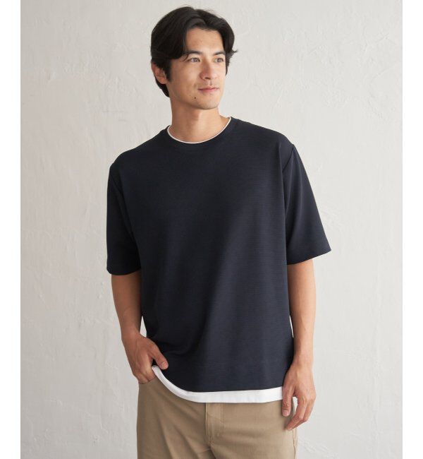 ikka「冷感DRYリップル5分袖Tシャツ」|Tシャツ・カットソー|