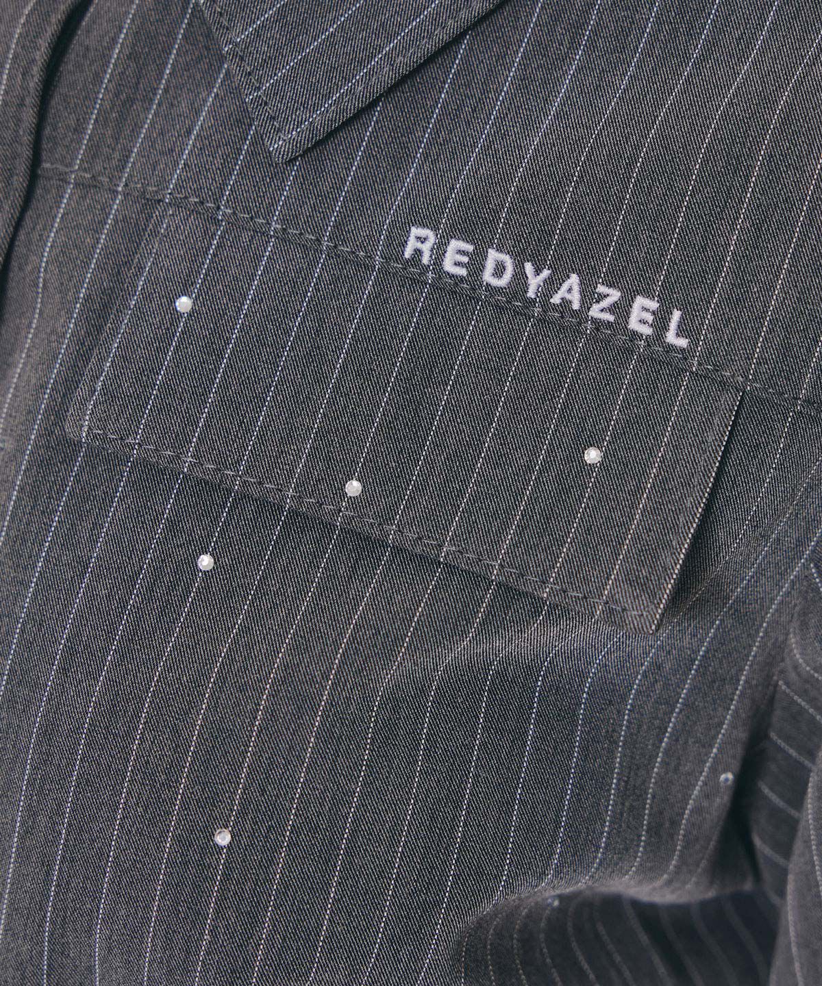 REDYAZEL「ビジューロゴストライプシャツブラウス」|シャツ・ブラウス|