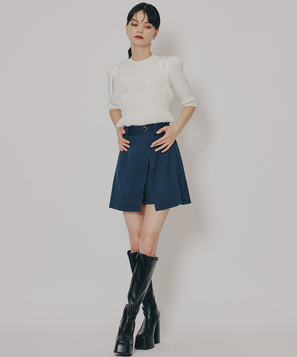 REDYAZEL「ベロアリボンチュールビスチェ&times;ニットトップス」|Tシャツ・カットソー|