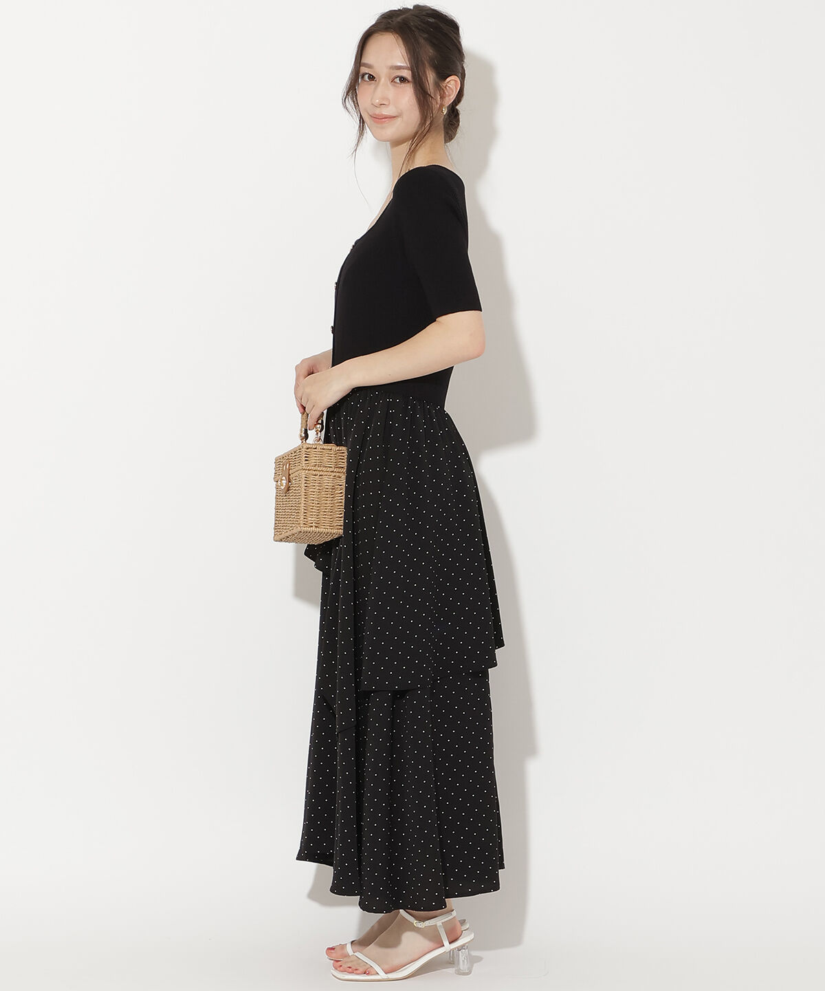 WILLSELECTION「アシメティアードニットコンビワンピース」|ワンピース|