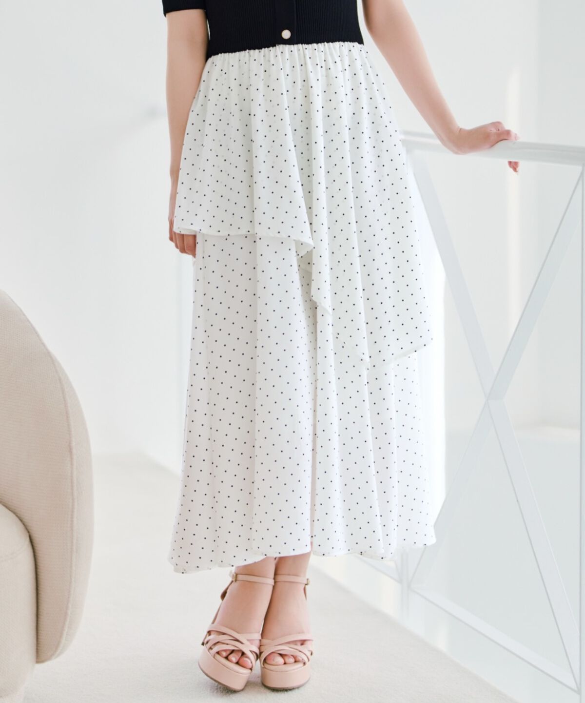 WILLSELECTION「アシメティアードニットコンビワンピース」|ワンピース|