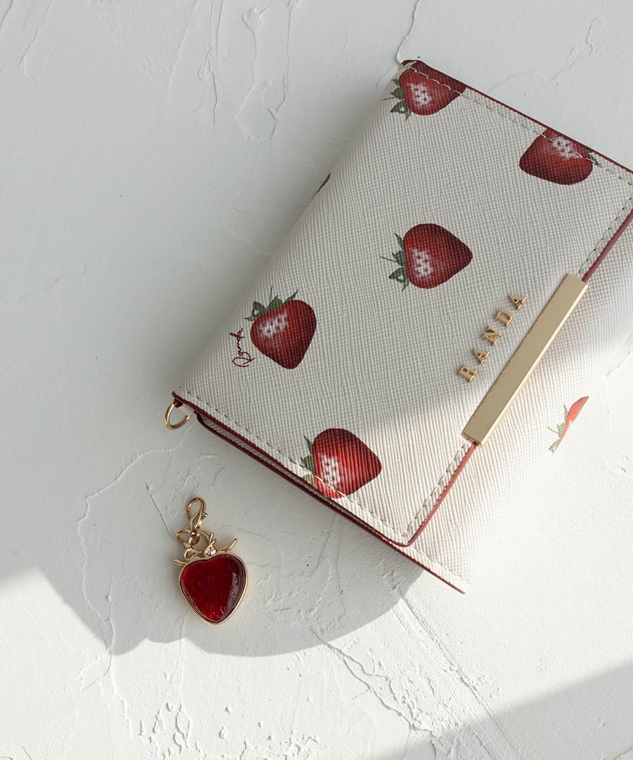  「【Cherry＆Strawberry】チャーム付き三つ折りウォレット」|財布|