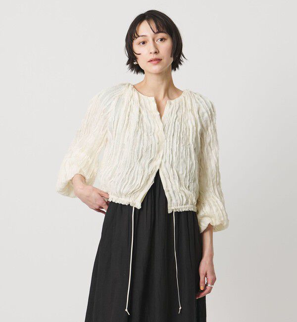 UNITED ARROWS「シャーリング フリル ブラウス」|シャツ・ブラウス|NATURAL
