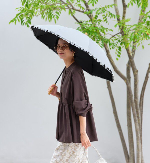 UNITED ARROWS green label relaxing「【別注】＜Wpc.＞UVO フリル 2段折りたたみ日傘 / アンブレラ 晴雨兼用 レイン」|傘|